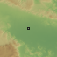 Shaded relief of the 59 km around Cenoví, drawn from the GMTED2010 grid