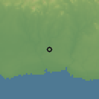 Shaded relief of the 59 km around Consuelo, drawn from the GMTED2010 grid