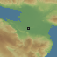 Shaded relief of the 59 km around Cristóbal, drawn from the GMTED2010 grid