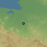 Shaded relief of the 59 km around Dajabón, drawn from the GMTED2010 grid