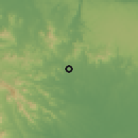 Shaded relief of the 59 km around Don Juan, drawn from the GMTED2010 grid