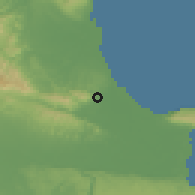 Shaded relief of the 59 km around El Factor, drawn from the GMTED2010 grid