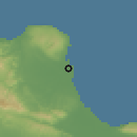 Shaded relief of the 59 km around Arroyo Salado, drawn from the GMTED2010 grid