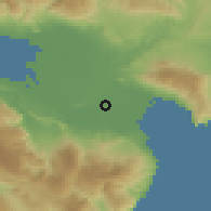 Shaded relief of the 59 km around El Peñón, drawn from the GMTED2010 grid