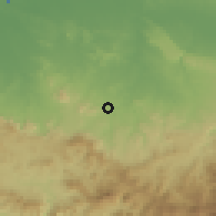 Shaded relief of the 59 km around El Pino, drawn from the GMTED2010 grid