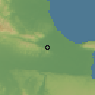 Shaded relief of the 59 km around El Pozo, drawn from the GMTED2010 grid