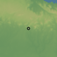 Shaded relief of the 59 km around El Puerto, drawn from the GMTED2010 grid