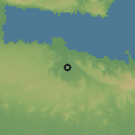 Shaded relief of the 59 km around El Valle, drawn from the GMTED2010 grid