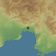 Shaded relief of the 59 km around Estebanía, drawn from the GMTED2010 grid