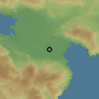Shaded relief of the 59 km around Fundación, drawn from the GMTED2010 grid