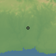 Shaded relief of the 59 km around Guayabo Dulce, drawn from the GMTED2010 grid