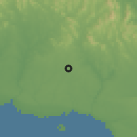 Shaded relief of the 59 km around Guaymate, drawn from the GMTED2010 grid