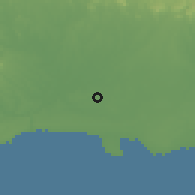 Shaded relief of the 59 km around Guerra, drawn from the GMTED2010 grid