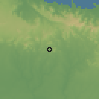 Shaded relief of the 59 km around Hato Mayor, drawn from the GMTED2010 grid