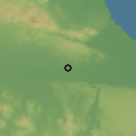 Shaded relief of the 59 km around Hostos, drawn from the GMTED2010 grid