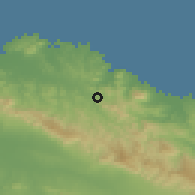 Shaded relief of the 59 km around Imbert, drawn from the GMTED2010 grid