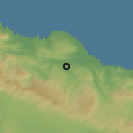 Shaded relief of the 59 km around Jamao al Norte, drawn from the GMTED2010 grid