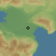 Shaded relief of the 59 km around Jaquimeyes, drawn from the GMTED2010 grid