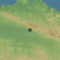 Shaded relief of the 59 km around Jicomé, drawn from the GMTED2010 grid