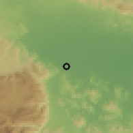 Shaded relief of the 59 km around Jima Abajo, drawn from the GMTED2010 grid