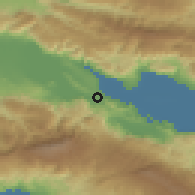 Shaded relief of the 59 km around Jimaní, drawn from the GMTED2010 grid
