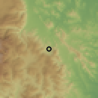 Shaded relief of the 59 km around Juan Adrian, drawn from the GMTED2010 grid