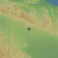 Shaded relief of the 59 km around Juan López, drawn from the GMTED2010 grid