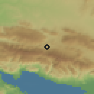 Shaded relief of the 59 km around Juan Santiago, drawn from the GMTED2010 grid