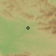 Shaded relief of the 59 km around Baníca, drawn from the GMTED2010 grid