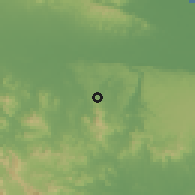 Shaded relief of the 59 km around La Cueva, drawn from the GMTED2010 grid