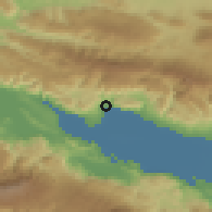 Shaded relief of the 59 km around La Descubierta, drawn from the GMTED2010 grid