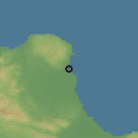 Shaded relief of the 59 km around La Entrada, drawn from the GMTED2010 grid