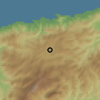 Shaded relief of the 60 km around Aileu, drawn from the GMTED2010 grid