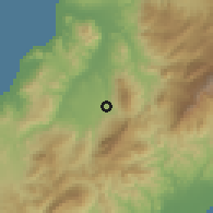 Shaded relief of the 60 km around Maliana, drawn from the GMTED2010 grid
