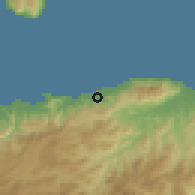 Shaded relief of the 60 km around Metinaro, drawn from the GMTED2010 grid