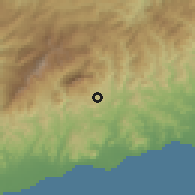 Shaded relief of the 60 km around Same, drawn from the GMTED2010 grid