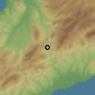 Shaded relief of the 60 km around Aubá, drawn from the GMTED2010 grid