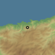 Shaded relief of the 60 km around Dare, drawn from the GMTED2010 grid