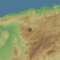 Shaded relief of the 60 km around Ermera, drawn from the GMTED2010 grid