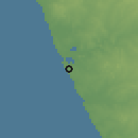 Shaded relief of the 60 km around Ambriz, drawn from the GMTED2010 grid