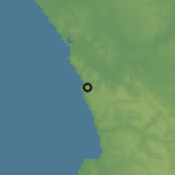 Shaded relief of the 60 km around Malembo, drawn from the GMTED2010 grid
