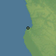 Shaded relief of the 60 km around Cabinda, drawn from the GMTED2010 grid