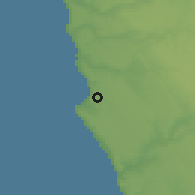 Shaded relief of the 60 km around Caboledo, drawn from the GMTED2010 grid
