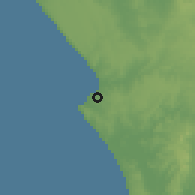 Shaded relief of the 60 km around Porto Amboim, drawn from the GMTED2010 grid