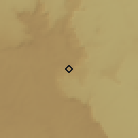 Shaded relief of the 60 km around Quela, drawn from the GMTED2010 grid