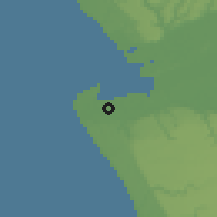 Shaded relief of the 60 km around Soyo, drawn from the GMTED2010 grid
