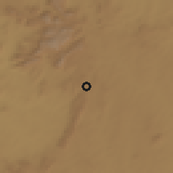 Shaded relief of the 60 km around Calenga, drawn from the GMTED2010 grid