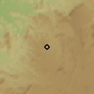 Shaded relief of the 60 km around Calulo, drawn from the GMTED2010 grid
