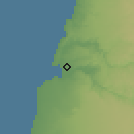 Shaded relief of the 59 km around Cambongue, drawn from the GMTED2010 grid