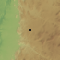 Shaded relief of the 60 km around Gabela, drawn from the GMTED2010 grid
